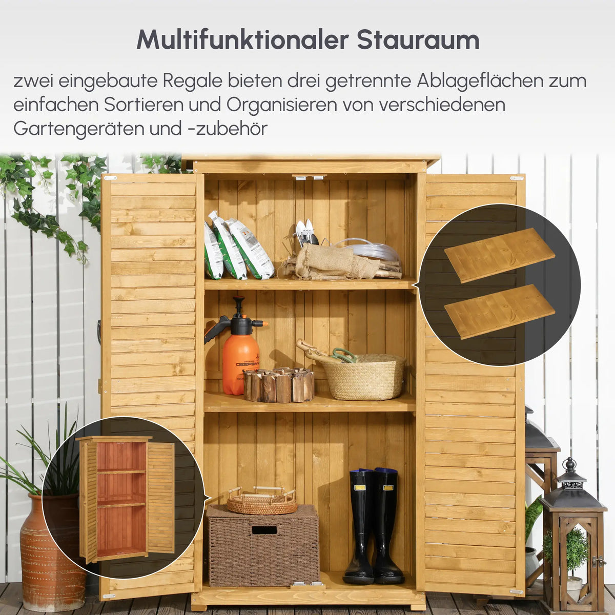 Gartenschrank Gerätehaus Gartenhaus Geräteschuppen Pultdach Natur
