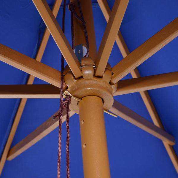 Holz Sonnenschirm 300x245cm Gartenschirm Balkonschirm Blau - Palo24