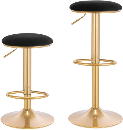 2er Set Barhocker Barstuhl mit Fußstütze höhenverstellbar Samt Gold - Palo24