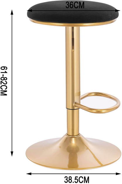 2er Set Barhocker Barstuhl mit Fußstütze höhenverstellbar Samt Gold - Palo24