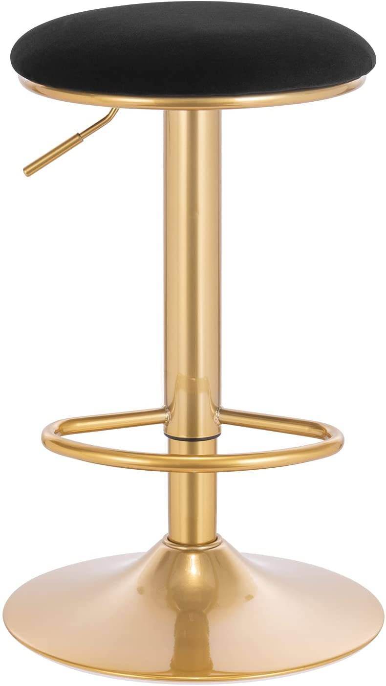 2er Set Barhocker Barstuhl mit Fußstütze höhenverstellbar Samt Gold - Palo24