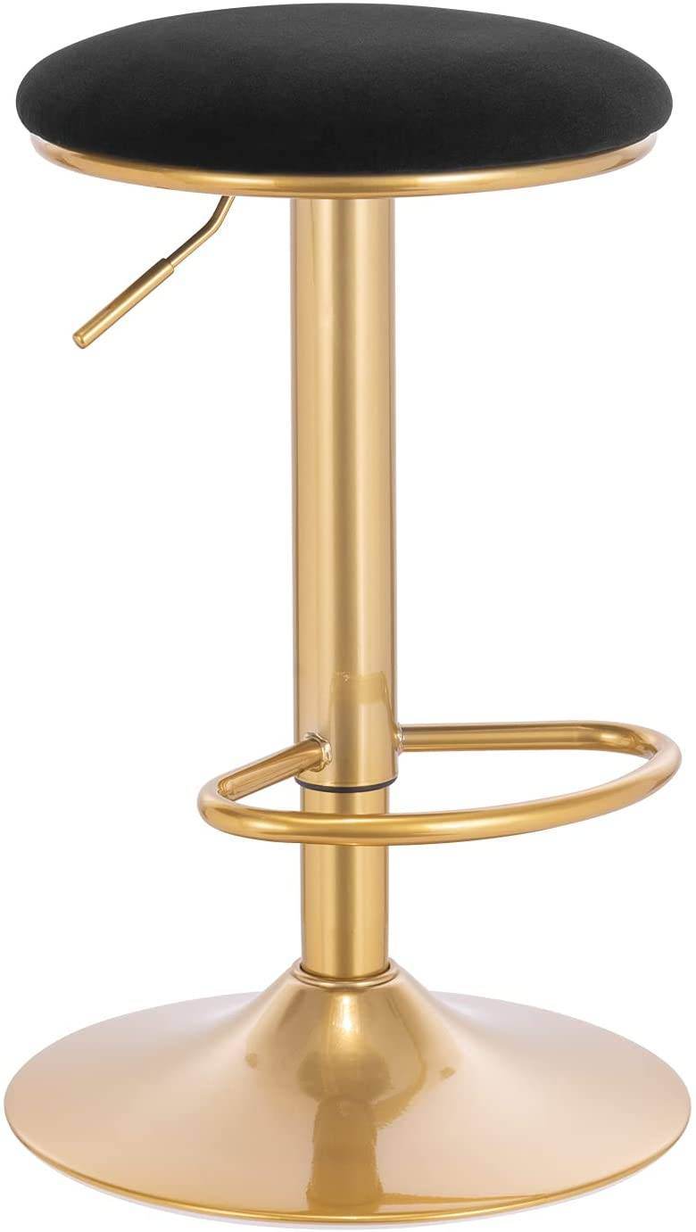 2er Set Barhocker Barstuhl mit Fußstütze höhenverstellbar Samt Gold - Palo24