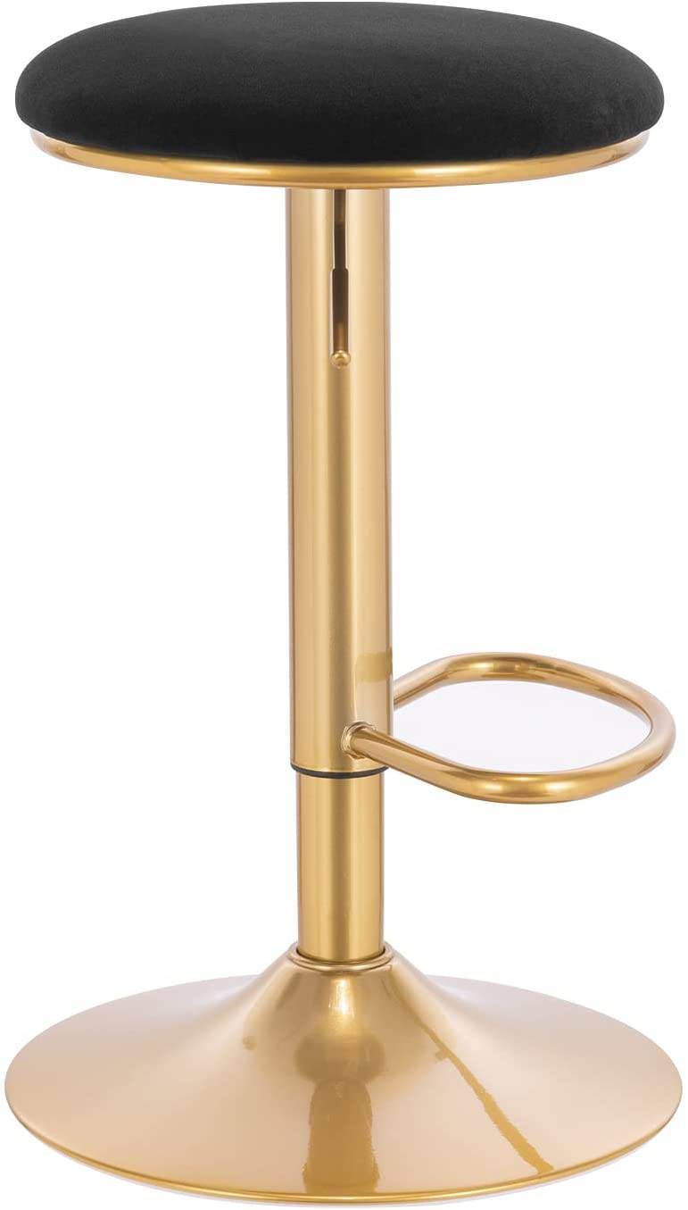 2er Set Barhocker Barstuhl mit Fußstütze höhenverstellbar Samt Gold - Palo24