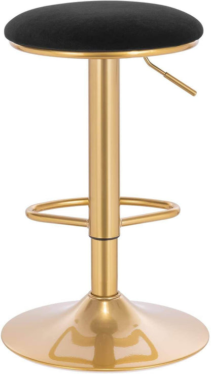 2er Set Barhocker Barstuhl mit Fußstütze höhenverstellbar Samt Gold - Palo24