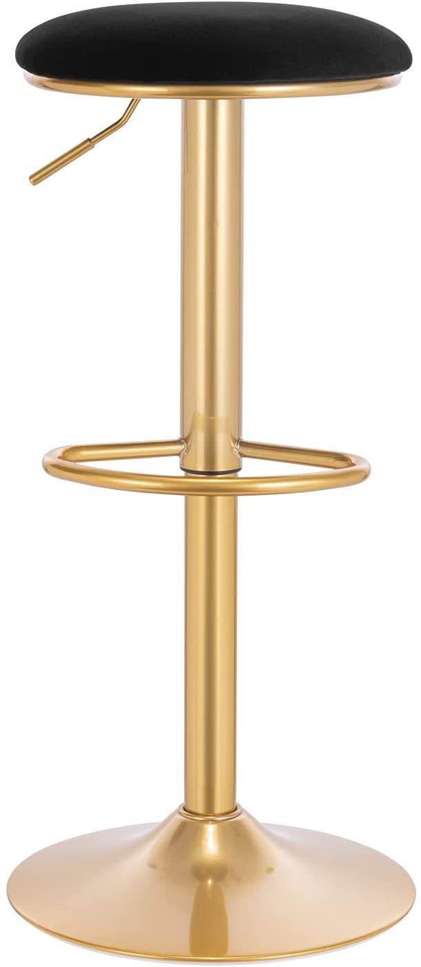 2er Set Barhocker Barstuhl mit Fußstütze höhenverstellbar Samt Gold - Palo24