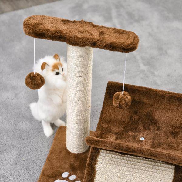 Katzenkratzbaum Spielbaum Kratzbaum Katzen mit Ball Braun L40 x B30 x H43 cm - Palo24