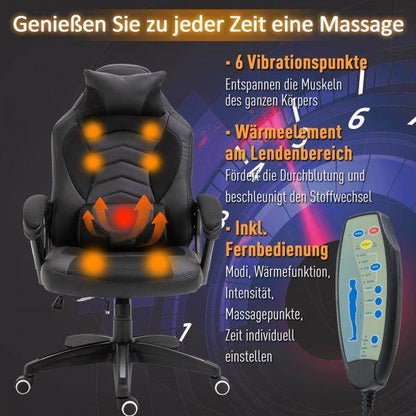 Bürostuhl Ergonomisch Massagesessel Gaming Stuhl Schwarz - Palo24