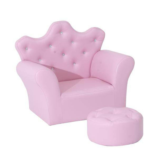 Kindersessel Kindersofa Mädchen Softsofa Kristallknöpfen Hocker Rosa - Palo24