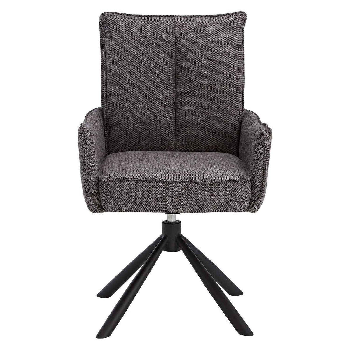 Esstisch mit 4 Stühlen Set Essgruppe Polsterstühle Drehbar Stoff Anthrazit Oval Metall Braun Schwarz