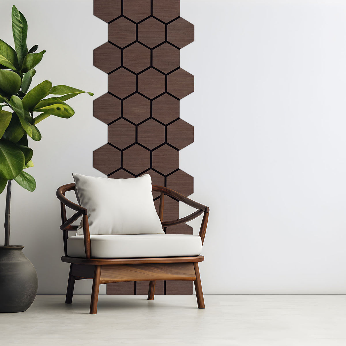 8er Set Akustikpaneele Wandpaneele Hexagon Wabe 76 x 62 cm Braun Walnuss Holz 3D - Palo24