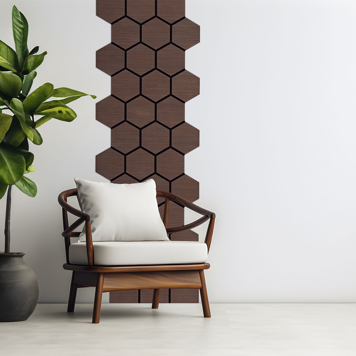 8er Set Akustikpaneele Wandpaneele Hexagon Wabe 76 x 62 cm Braun Walnuss Holz 3D - Palo24