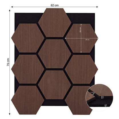 8er Set Akustikpaneele Wandpaneele Hexagon Wabe 76 x 62 cm Braun Walnuss Holz 3D - Palo24