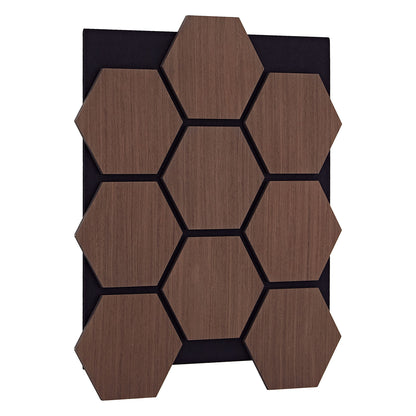 8er Set Akustikpaneele Wandpaneele Hexagon Wabe 76 x 62 cm Braun Walnuss Holz 3D - Palo24
