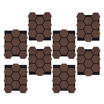 8er Set Akustikpaneele Wandpaneele Hexagon Wabe 76 x 62 cm Braun Walnuss Holz 3D - Palo24