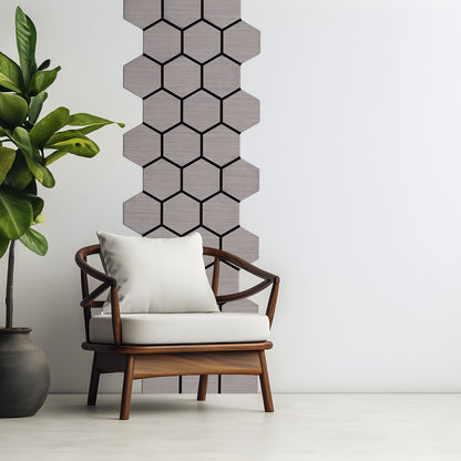 8er Set Akustikpaneele Wandpaneele Hexagon Wabe 76 x 62 cm Grau Holz 3D - Palo24