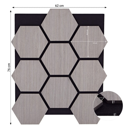 8er Set Akustikpaneele Wandpaneele Hexagon Wabe 76 x 62 cm Grau Holz 3D - Palo24