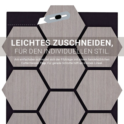 8er Set Akustikpaneele Wandpaneele Hexagon Wabe 76 x 62 cm Grau Holz 3D - Palo24