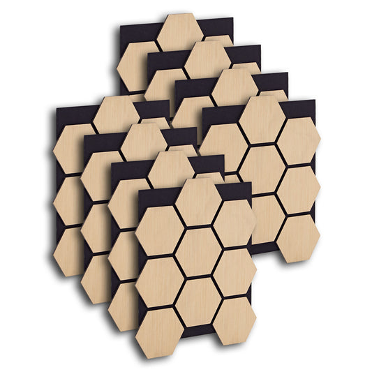 8er Set Akustikpaneele Wandpaneele Hexagon Wabe 76 x 62 cm Natur Eiche Holz 3D - Palo24