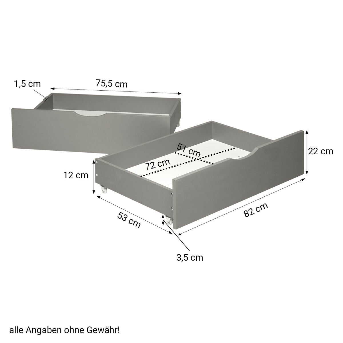 Palettenbett 140x200 cm Grau | Doppelbett mit Bettkästen | mit Matratze | Holz | Kind Gast