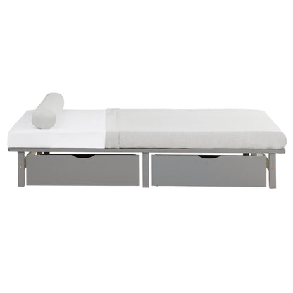 Palettenbett 140x200 cm Grau | Doppelbett mit Bettkästen | mit Matratze | Holz | Kind Gast