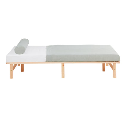 Palettenbett 140x200 cm Natur | Doppelbett mit Matratze | mit Lattenrost | Holz | Jugend Gast