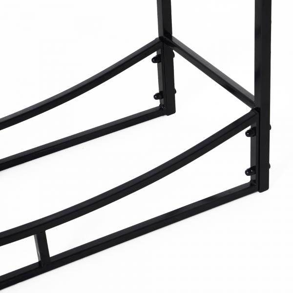 Kaminholzregal Holzständer Holzablage mit 4 Haken 2 Schichten Metall Schwarz - Palo24