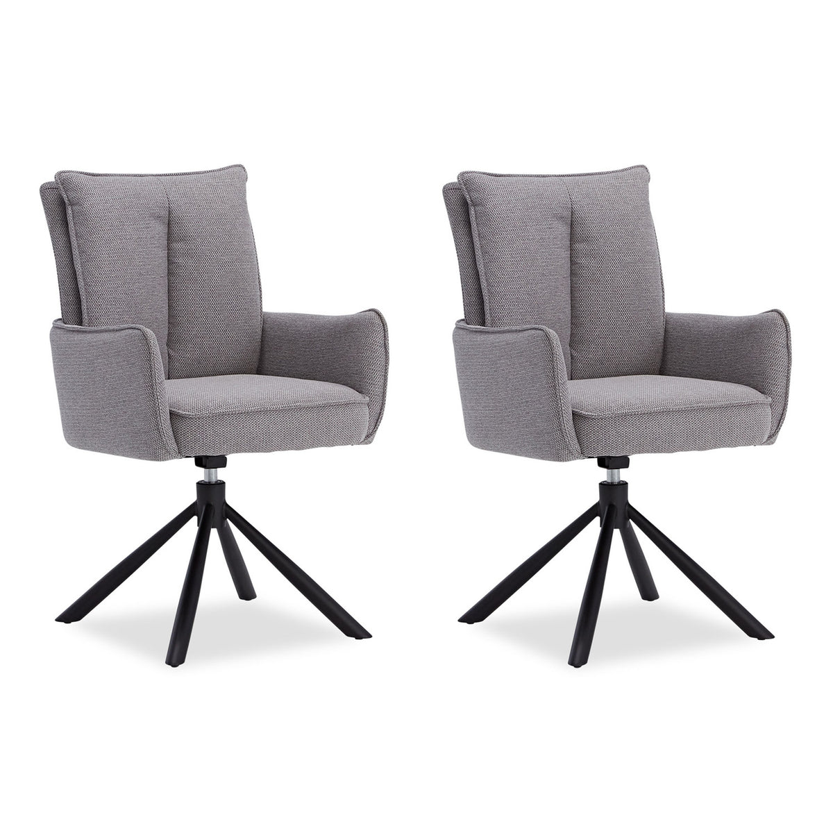 Polsterstuhl Stoff Grau | 2er-Set | drehbar | mit Armlehnen | Küche Esszimmer Büro