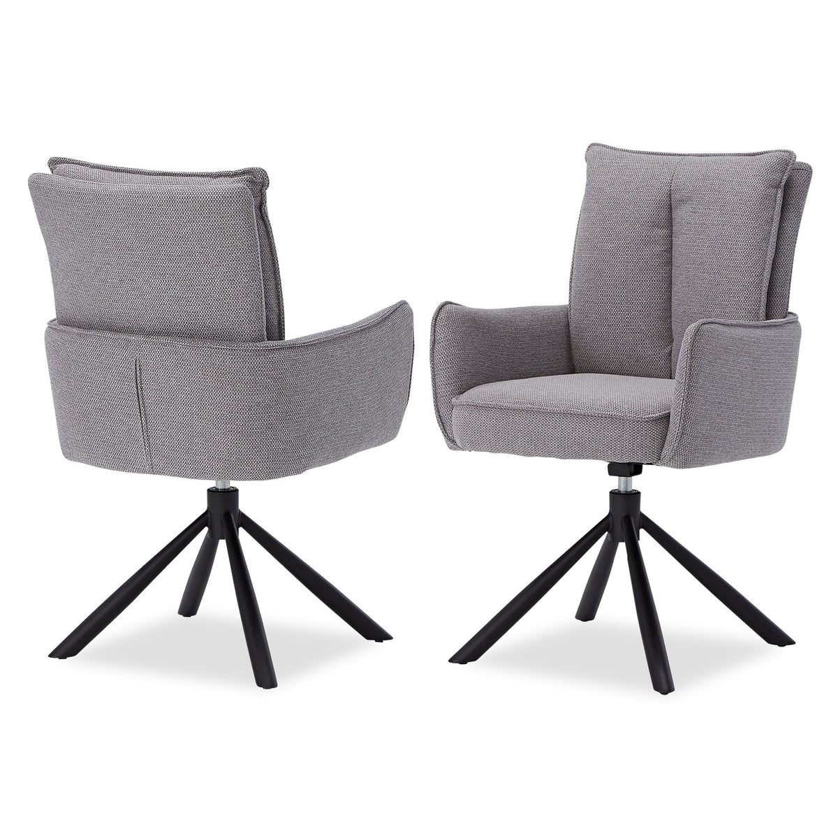 Polsterstuhl Stoff Grau | 2er-Set | drehbar | mit Armlehnen | Küche Esszimmer Büro