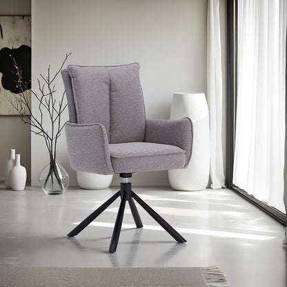 Polsterstuhl Stoff Grau | 2er-Set | drehbar | mit Armlehnen | Küche Esszimmer Büro