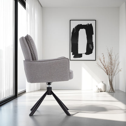Polsterstuhl Stoff Grau | 2er-Set | drehbar | mit Armlehnen | Küche Esszimmer Büro