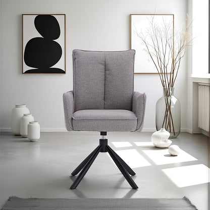 Polsterstuhl Stoff Grau | 2er-Set | drehbar | mit Armlehnen | Küche Esszimmer Büro