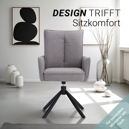 Polsterstuhl Stoff Grau | 2er-Set | drehbar | mit Armlehnen | Küche Esszimmer Büro
