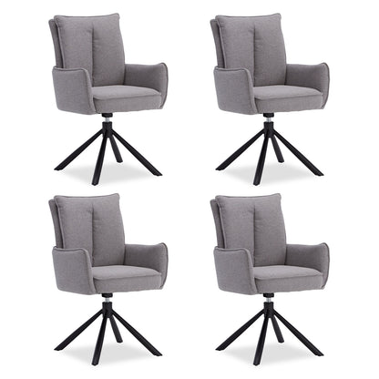 Polsterstuhl Stoff Grau | 4er-Set | drehbar | mit Armlehnen | Küche Esszimmer Büro