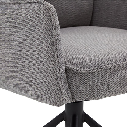 Polsterstuhl Stoff Grau | 6er-Set | drehbar | mit Armlehnen | Küche Esszimmer Büro