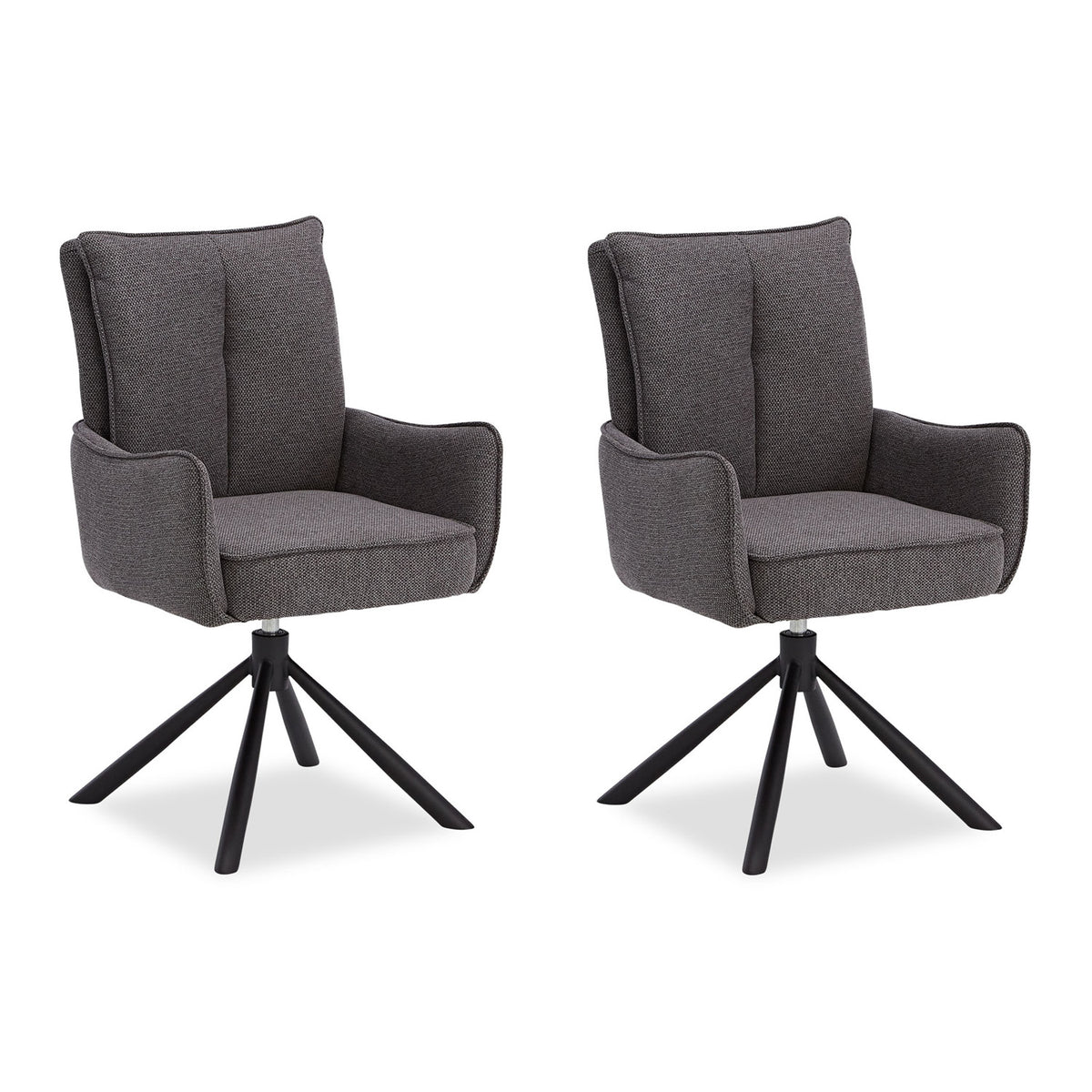 Polsterstuhl Stoff Anthrazit | 2er-Set | drehbar | mit Armlehnen | Küche Esszimmer Büro