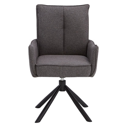 Polsterstuhl Stoff Anthrazit | 2er-Set | drehbar | mit Armlehnen | Küche Esszimmer Büro