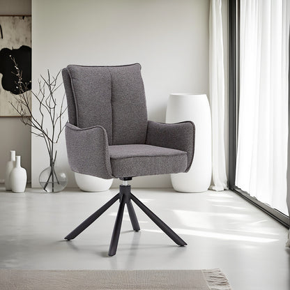 Polsterstuhl Stoff Anthrazit | 2er-Set | drehbar | mit Armlehnen | Küche Esszimmer Büro