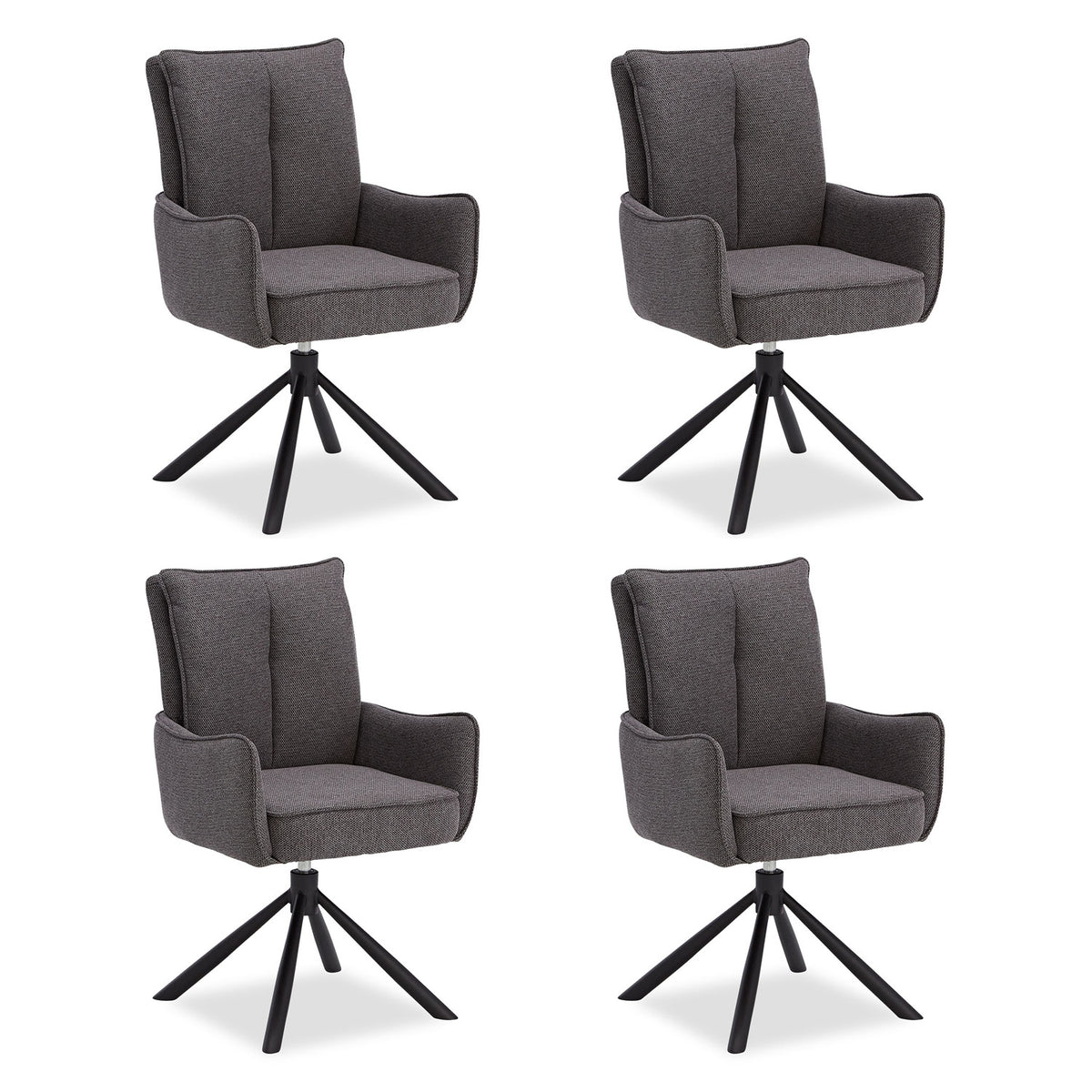 Polsterstuhl Stoff Anthrazit | 4er-Set | drehbar | mit Armlehnen | Küche Esszimmer Büro
