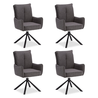 Polsterstuhl Stoff Anthrazit | 4er-Set | drehbar | mit Armlehnen | Küche Esszimmer Büro