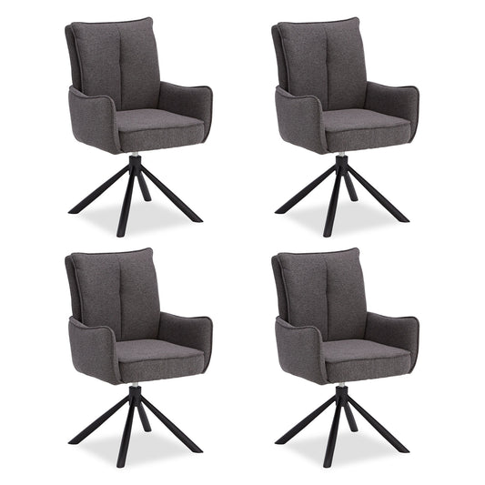 Polsterstuhl Stoff Anthrazit | 4er-Set | drehbar | mit Armlehnen | Küche Esszimmer Büro