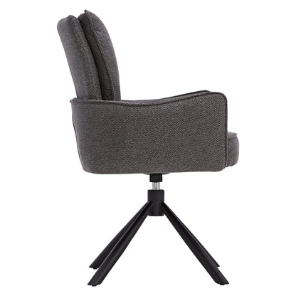 Polsterstuhl Stoff Anthrazit | 6er-Set | drehbar | mit Armlehnen | Küche Esszimmer Büro