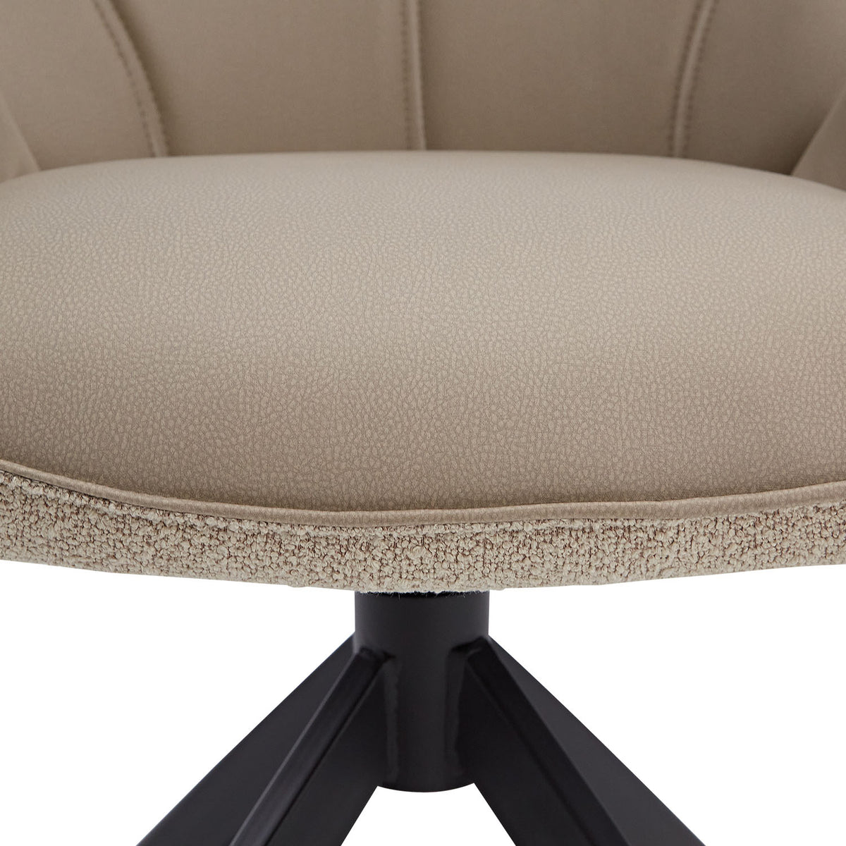 2er Set Polsterstuhl Bouclé Leder drehbar Beige