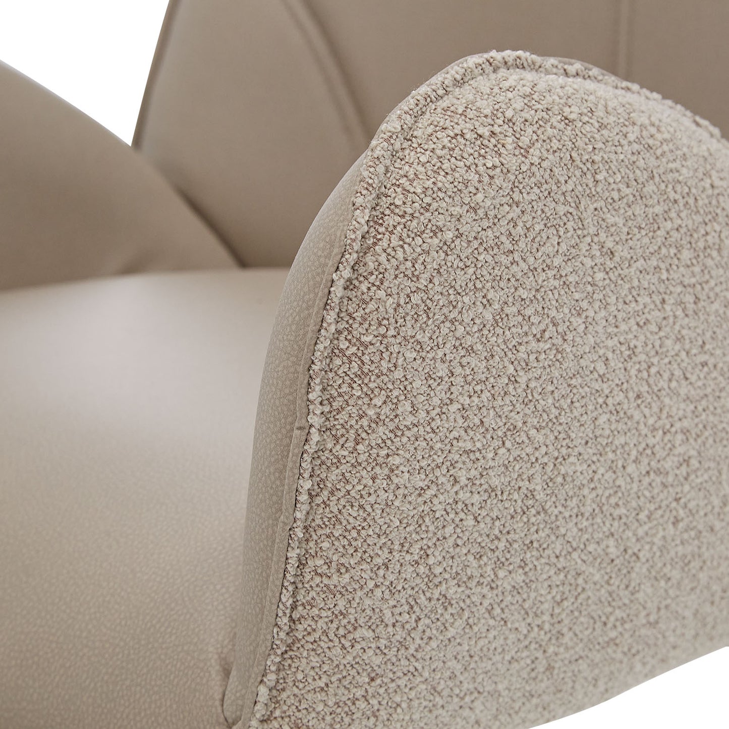 2er Set Polsterstuhl Bouclé Leder drehbar Beige
