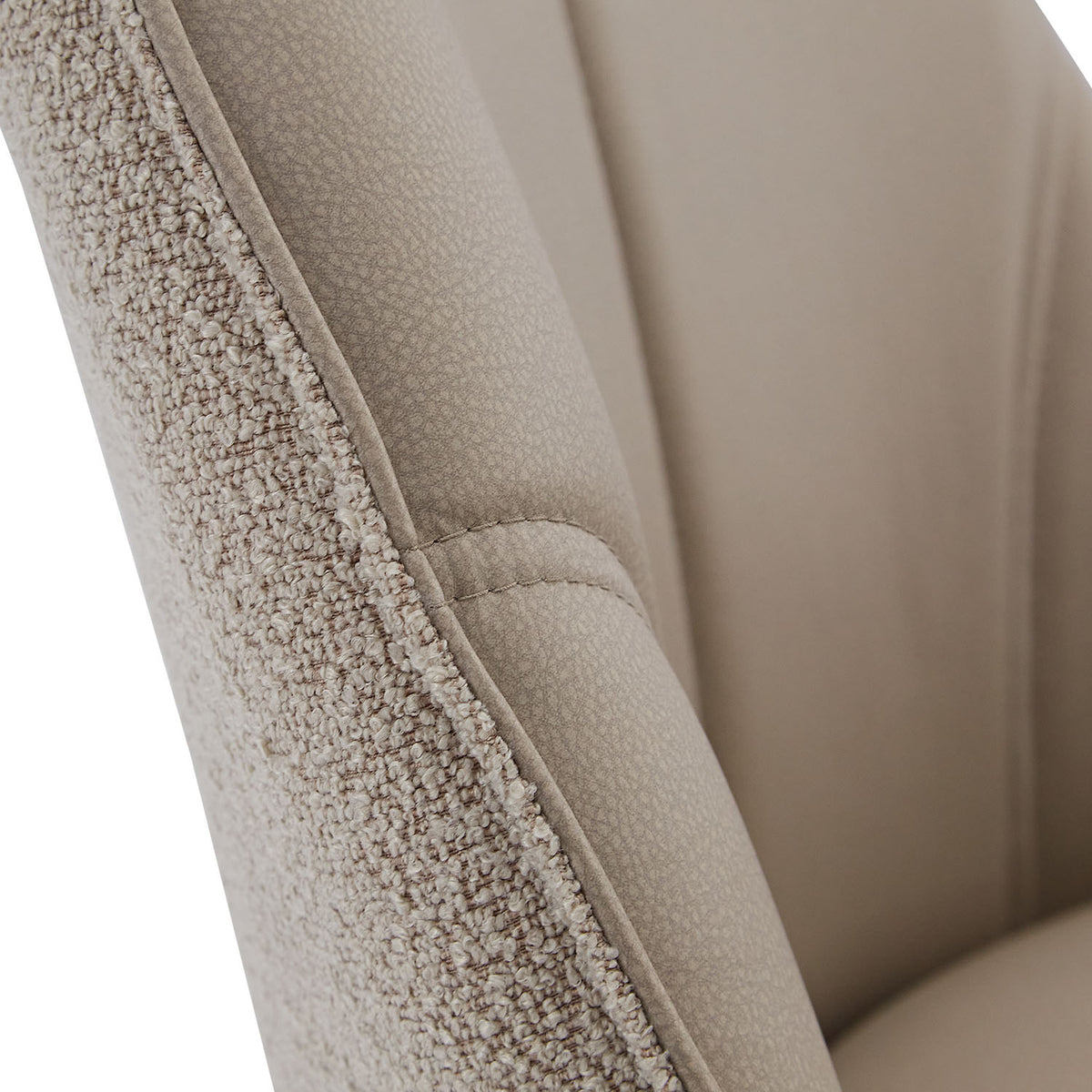 2er Set Polsterstuhl Bouclé Leder drehbar Beige