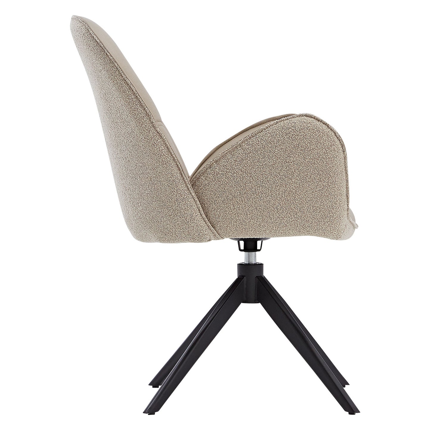 2er Set Polsterstuhl Bouclé Leder drehbar Beige