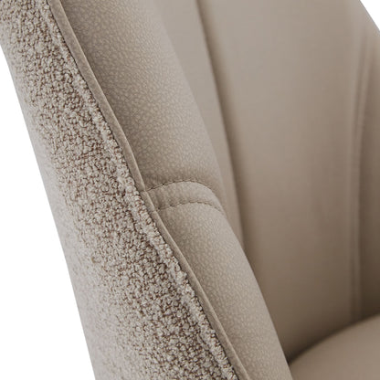 4er Set Polsterstuhl Bouclé Leder drehbar Beige