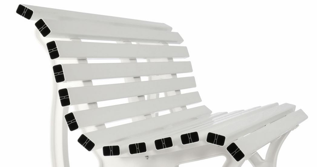 Banquette BORKUM 4 places, plastique blanc