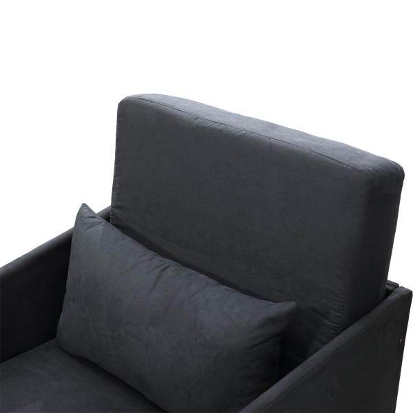 Schlafsofa Sofabett Waschbarer Bezug 2 Seitentaschen Kissen Metall Grau - Palo24