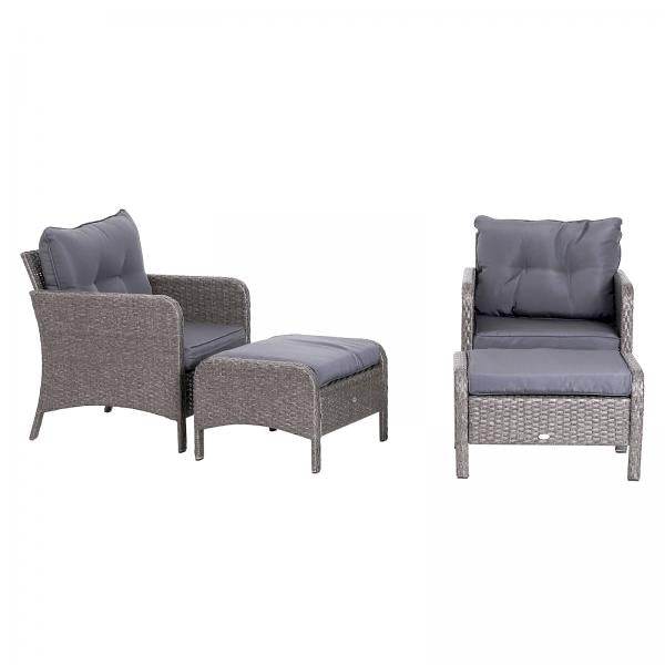 5-tlg. Polyrattan Sitzgruppe Set Sofagarnitur mit Kissen Dunkelgrau - Palo24