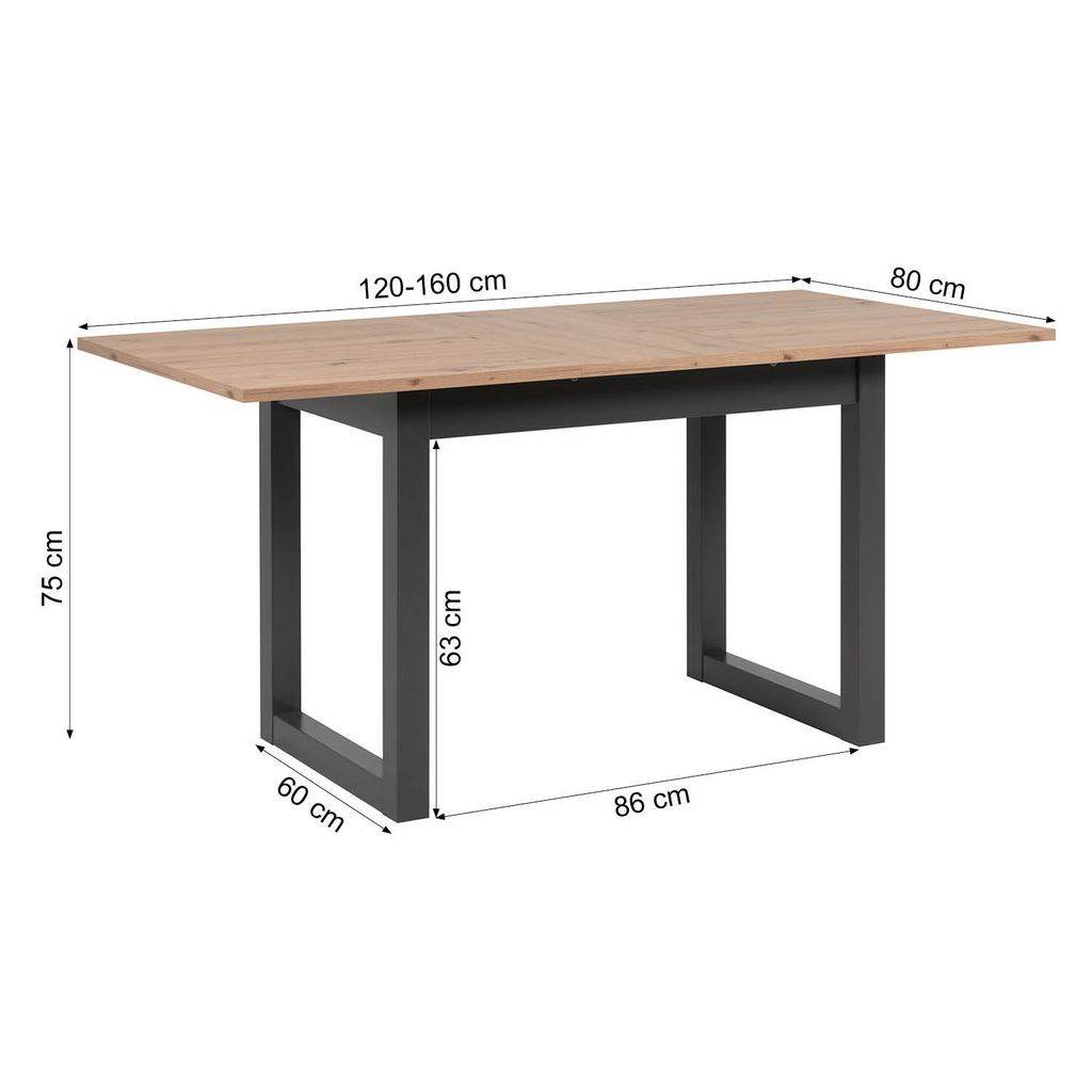 Esstisch ausziehbar 120x80 cm Industrial Style - Palo24